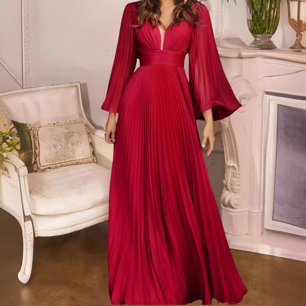 Furman - Elegantes und plissiertes Maxikleid für Frauen