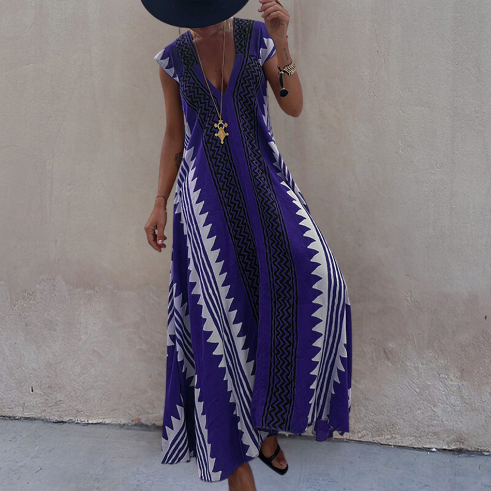 Adelina - Geometrisches Maxikleid im Bohème-Stil