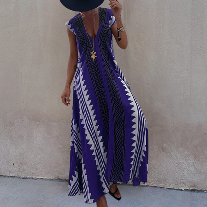 Adelina - Geometrisches Maxikleid im Bohème-Stil