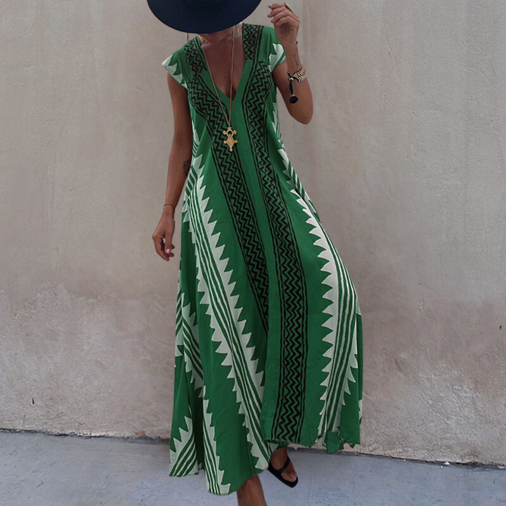 Adelina - Geometrisches Maxikleid im Bohème-Stil