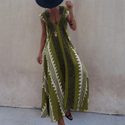 Adelina - Geometrisches Maxikleid im Bohème-Stil