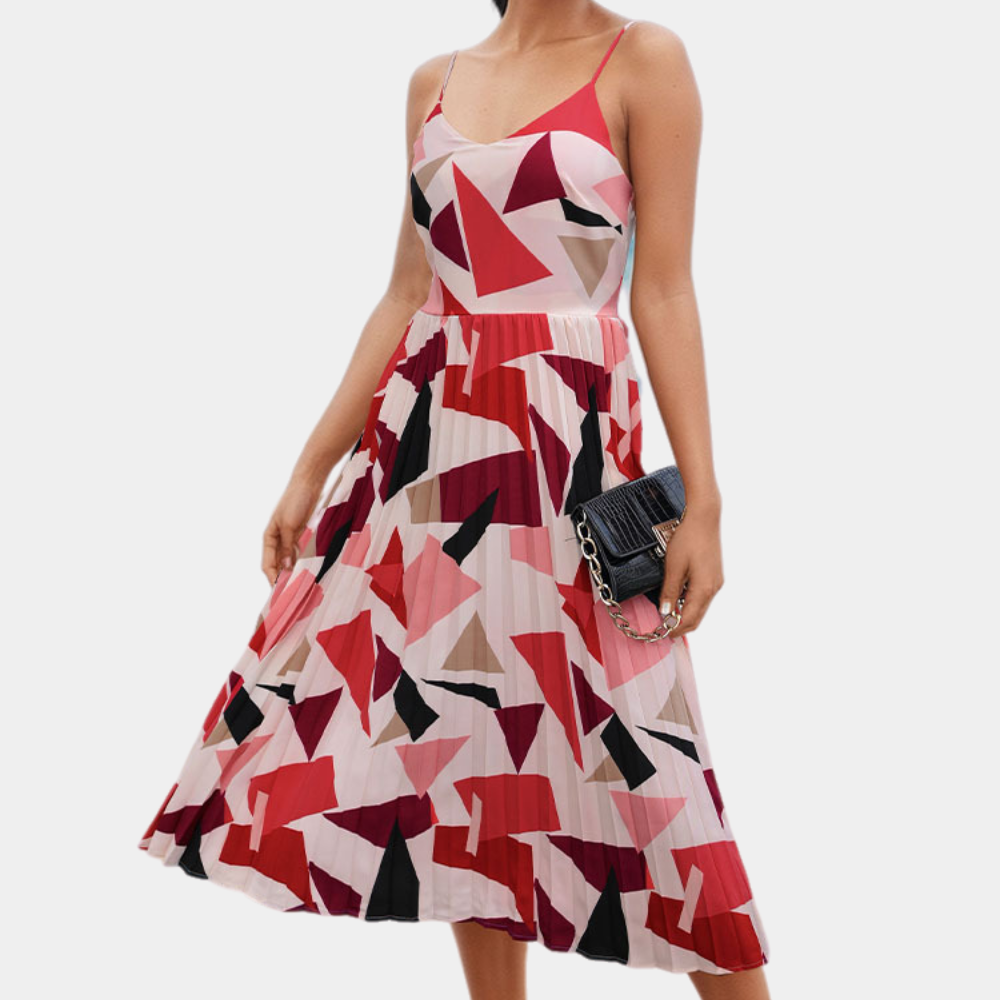 Belle - Luxe Geometrisches Midikleid