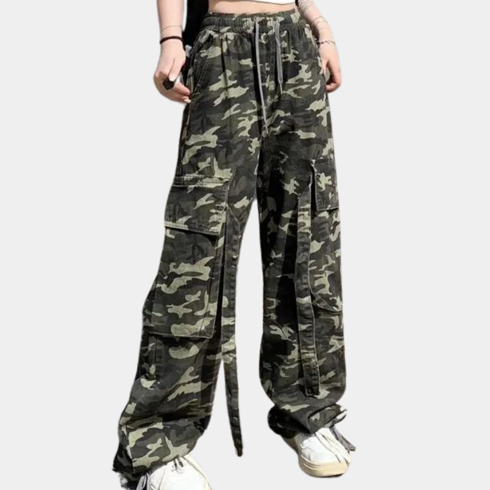 Moderne Tarnhose-mit-hoher-Taille-für-Frauen