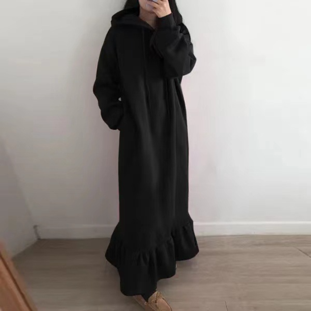 Mandy - Warmes langes Kleid mit Kapuze für Frauen