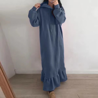 Mandy - Warmes langes Kleid mit Kapuze für Frauen