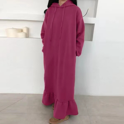 Mandy - Warmes langes Kleid mit Kapuze für Frauen
