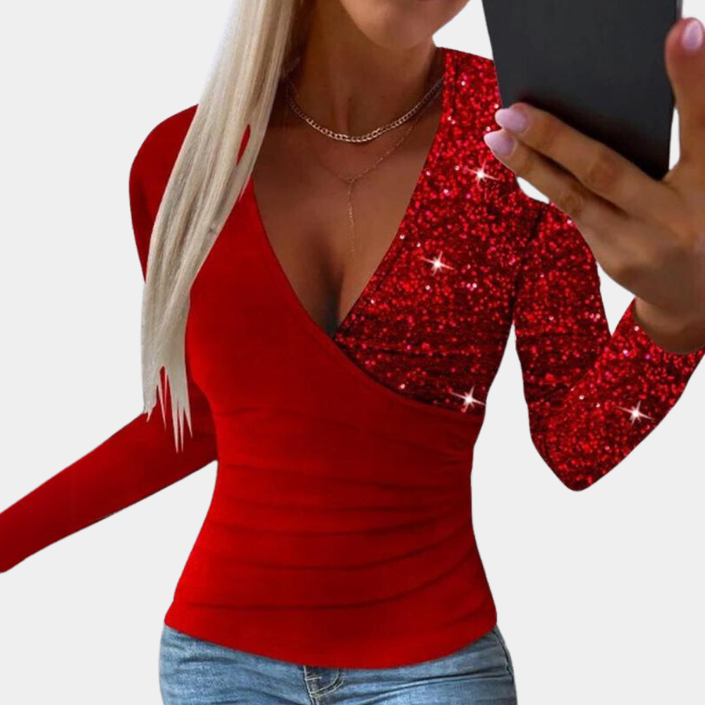 Bibiana - Elegantes Damen-Top mit Glitzerpailletten