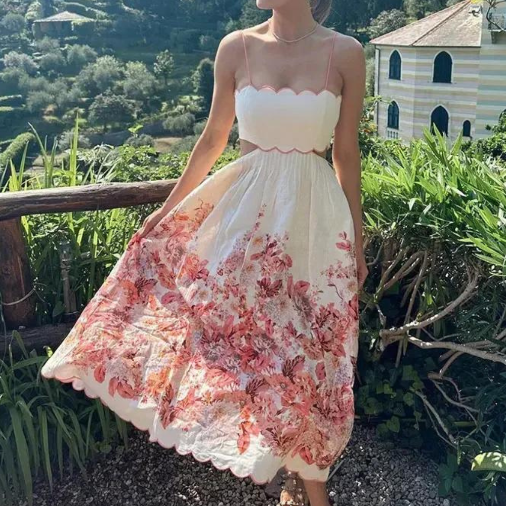 Isabella - Modernes Trägerkleid mit Blumenmuster und A-Linie