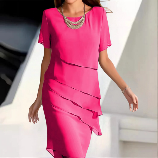 Karmen - Zeitlos elegantes plissiertes Chiffonkleid