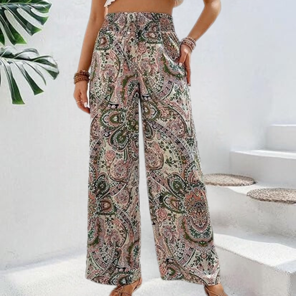 Reina - Boho Weite Damenhosen mit schrägen Taschen