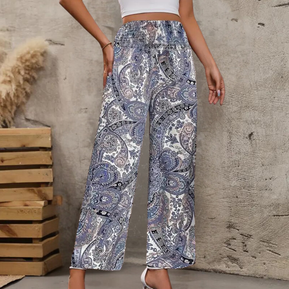 Reina - Boho Weite Damenhosen mit schrägen Taschen