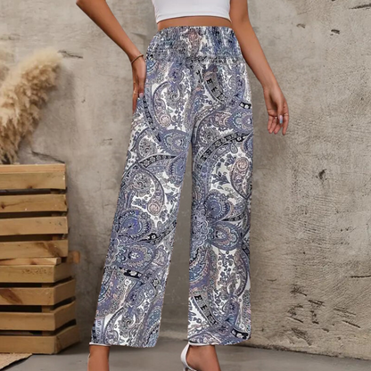 Reina - Boho Weite Damenhosen mit schrägen Taschen