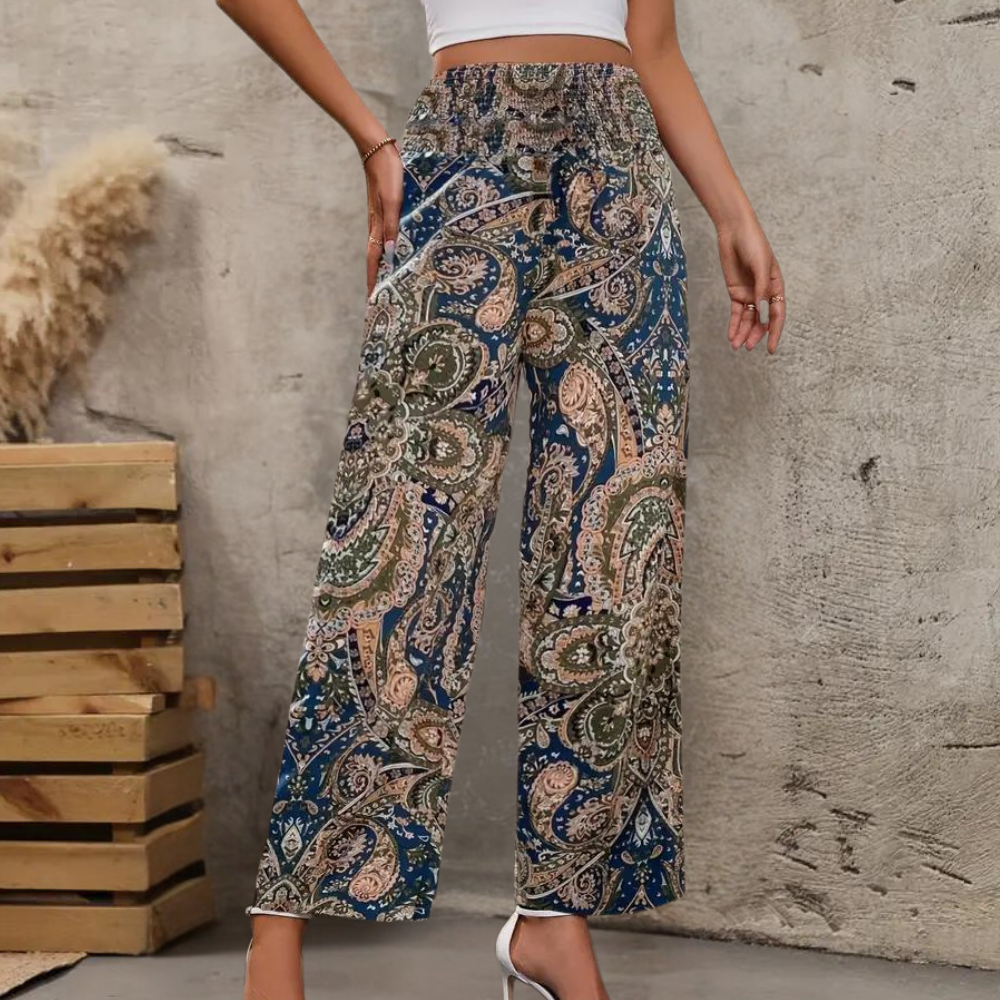 Reina - Boho Weite Damenhosen mit schrägen Taschen