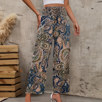 Reina - Boho Weite Damenhosen mit schrägen Taschen