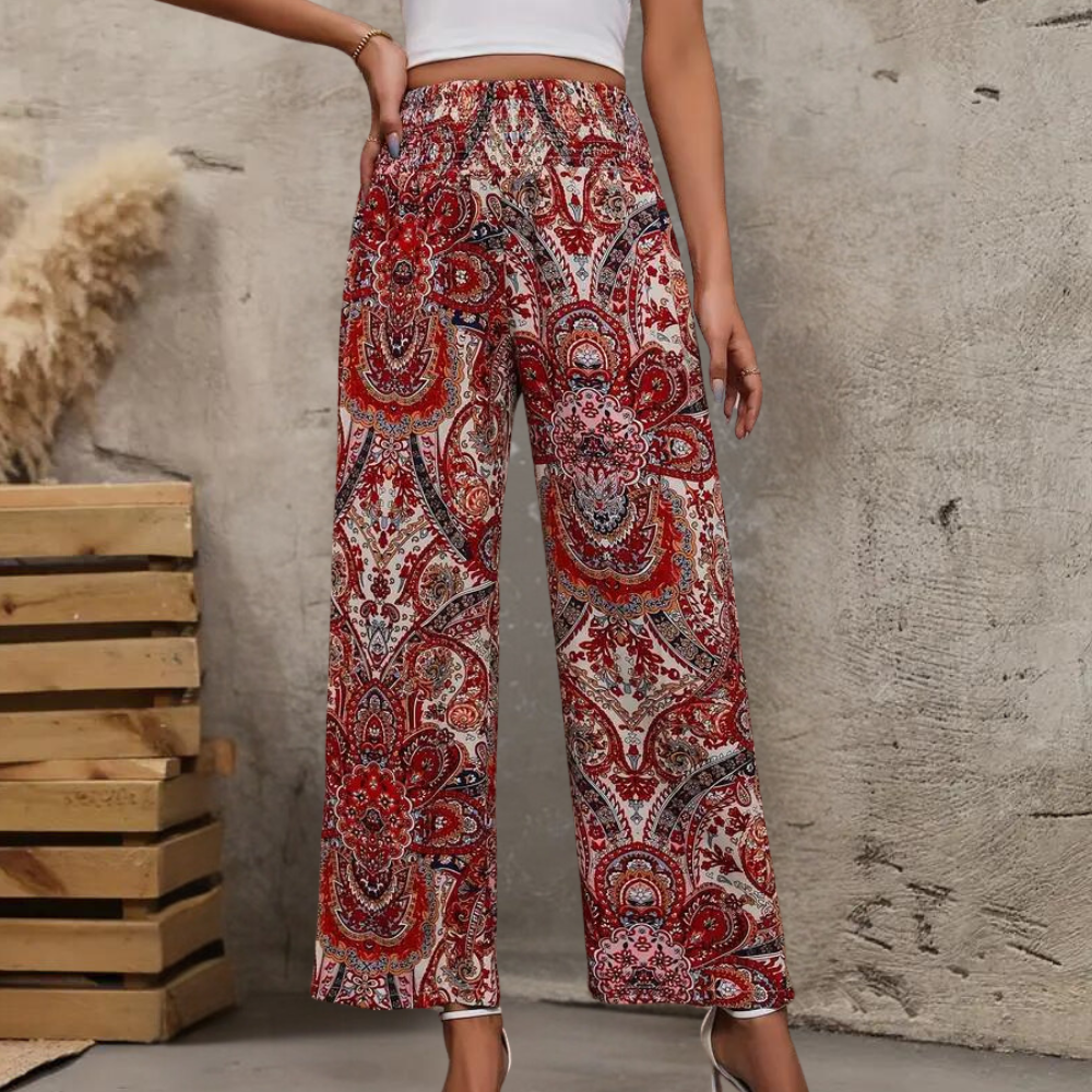 Reina - Boho Weite Damenhosen mit schrägen Taschen