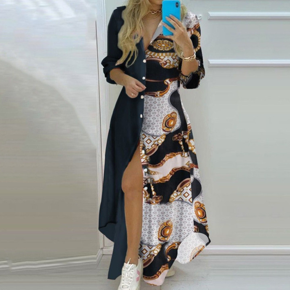Antonia - Kreatives Kleid mit modernem Zeitungsdruck