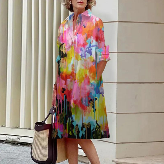 Jemaine - Fröhliches Sommerkleid mit Aquarelldruck