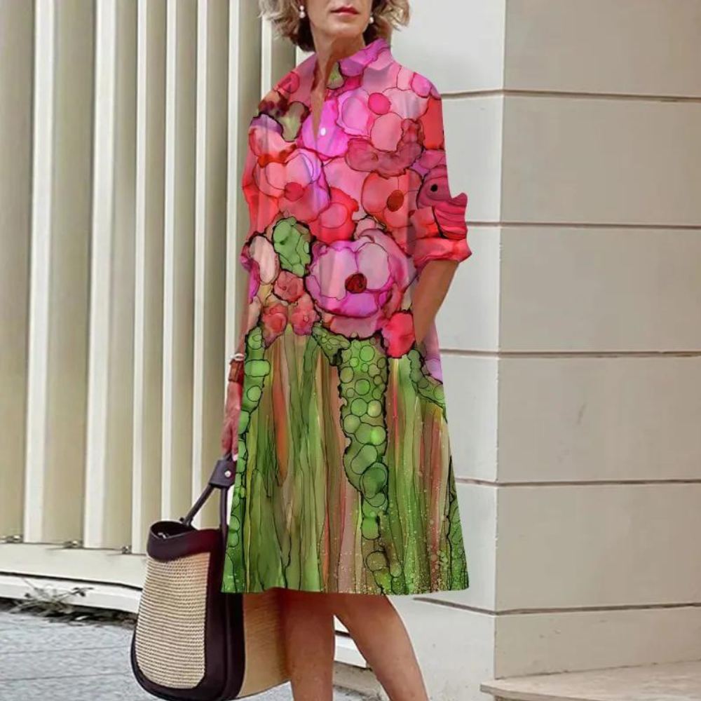 Jemaine - Fröhliches Sommerkleid mit Aquarelldruck