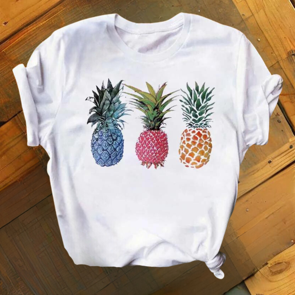 Marisol - Verspieltes Ananas-Muster Damen-Top