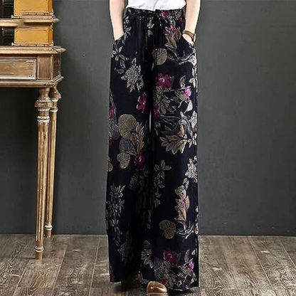 Elegante weite Hose mit Blumendruck
