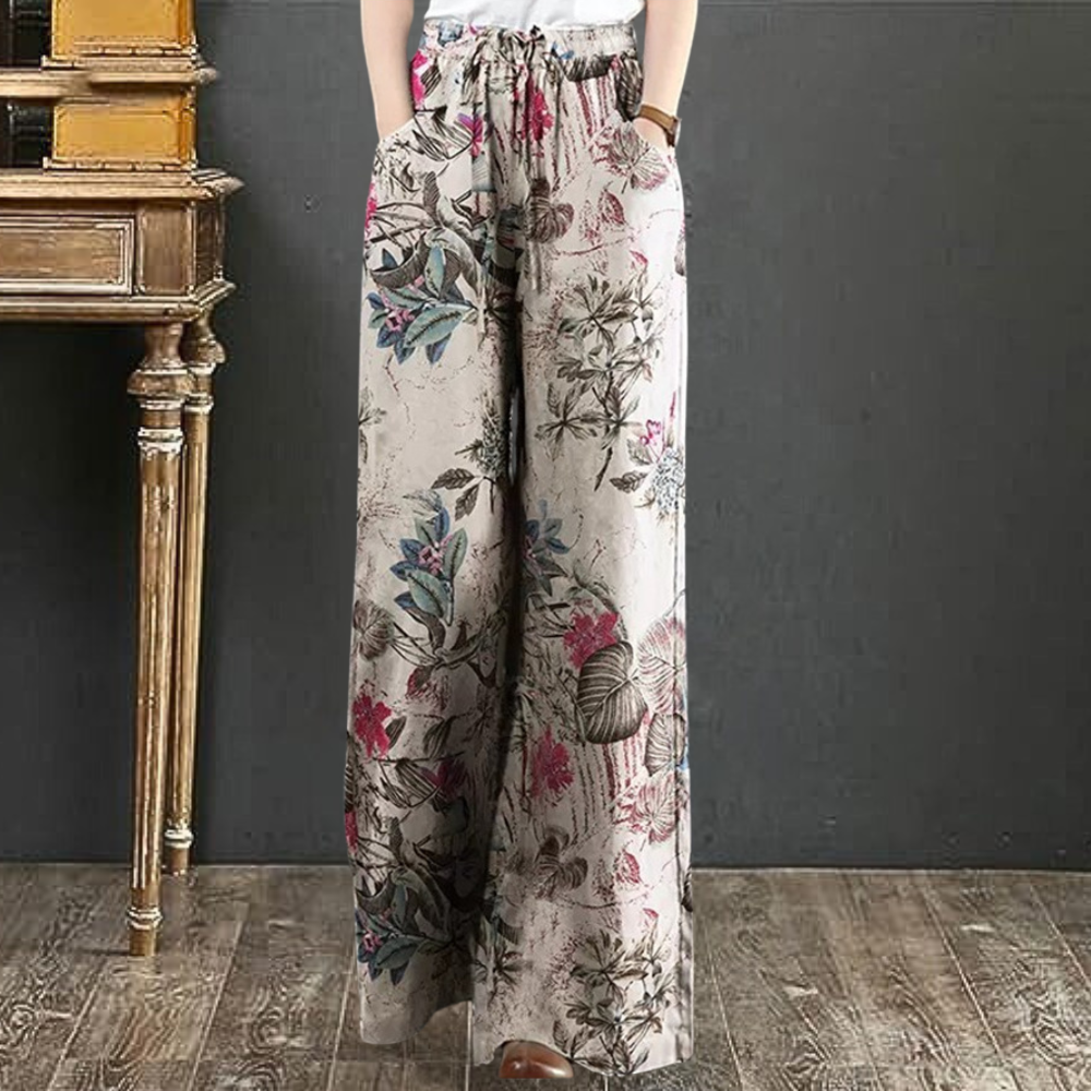 Elegante weite Hose mit Blumendruck