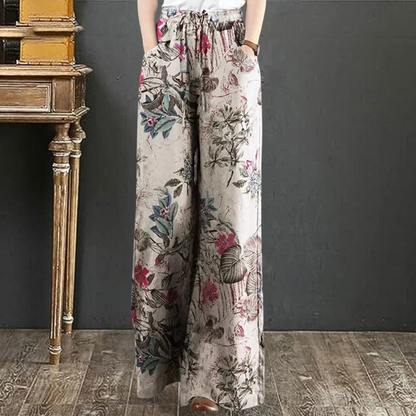 Elegante weite Hose mit Blumendruck