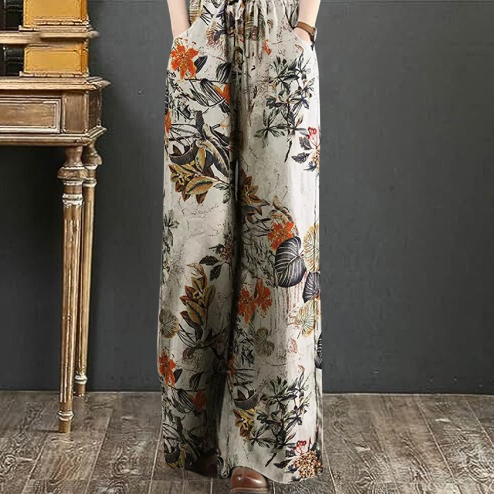 Elegante weite Hose mit Blumendruck