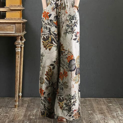 Elegante weite Hose mit Blumendruck
