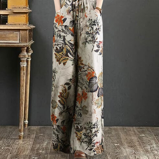 Elegante weite Hose mit Blumendruck