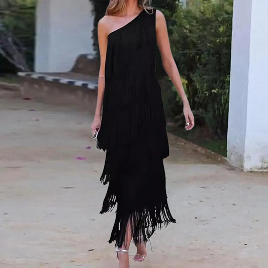Carol - Stylisches One-Shoulder-Kleid mit Troddeln