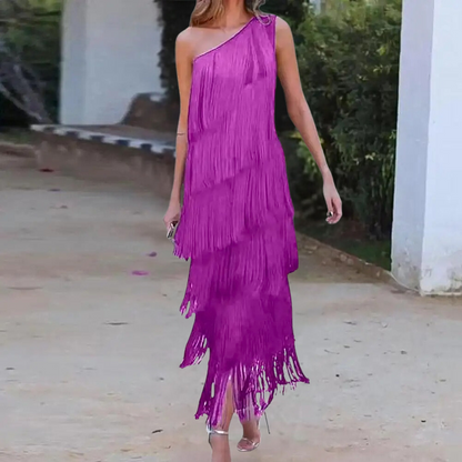 Carol - Stylisches One-Shoulder-Kleid mit Troddeln
