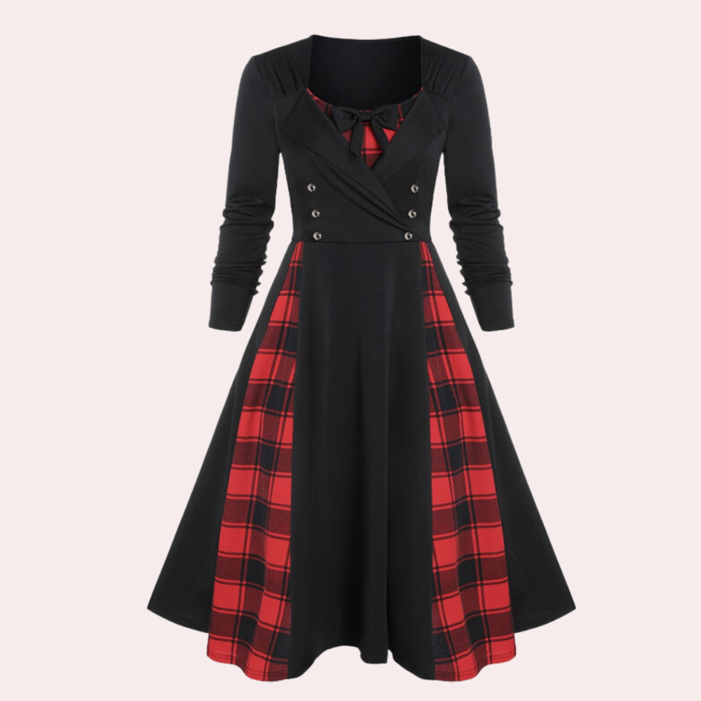 Rania - Damenkleid mit modischem Karomuster