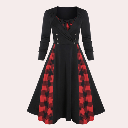 Rania - Damenkleid mit modischem Karomuster