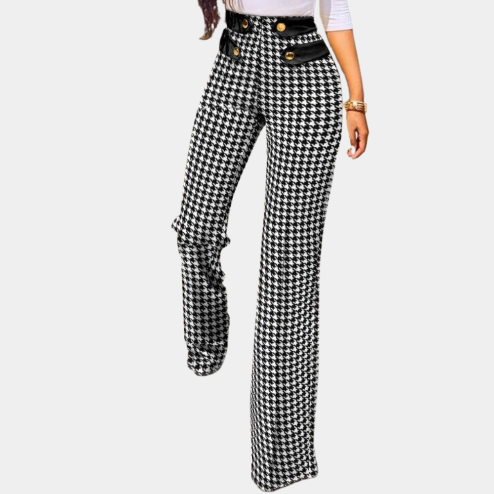 Zeitlose Hahnentritt-Hose-für-Damen