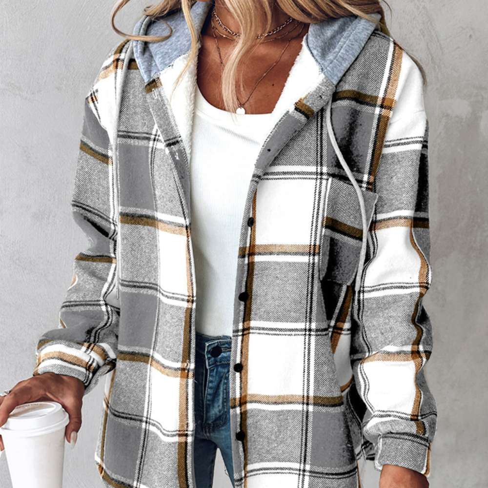 Estella - Lässige karierte Damen-Kapuzenjacke