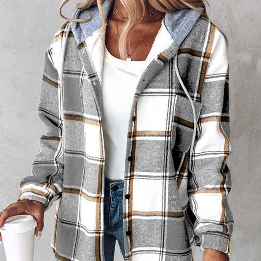 Estella - Lässige karierte Damen-Kapuzenjacke