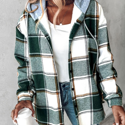 Estella - Lässige karierte Damen-Kapuzenjacke