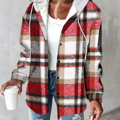 Estella - Lässige karierte Damen-Kapuzenjacke