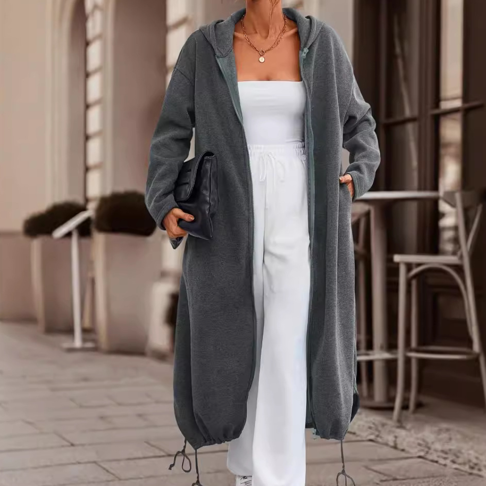 Elaine - Langer Wintermantel mit Kapuze für Frauen