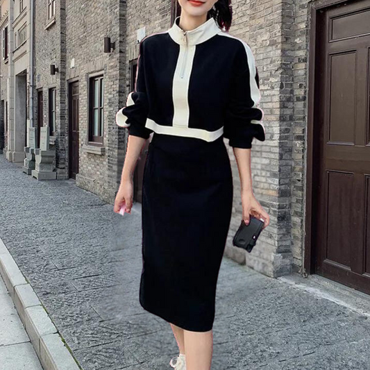 Nusa - Stilvolles Midikleid mit Viertelreißverschluss für Damen