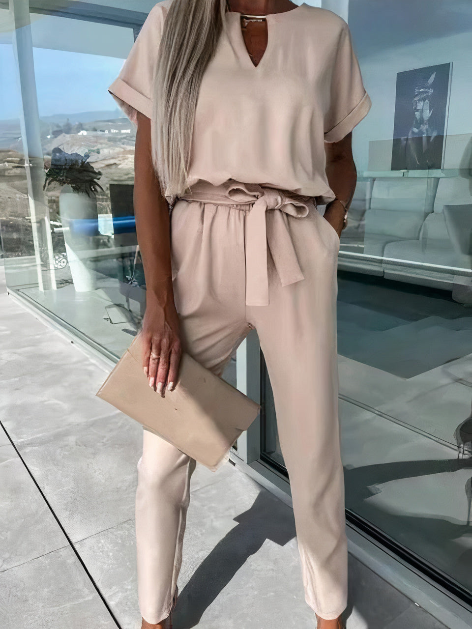 Jumpsuit mit V-Ausschnitt - Cam