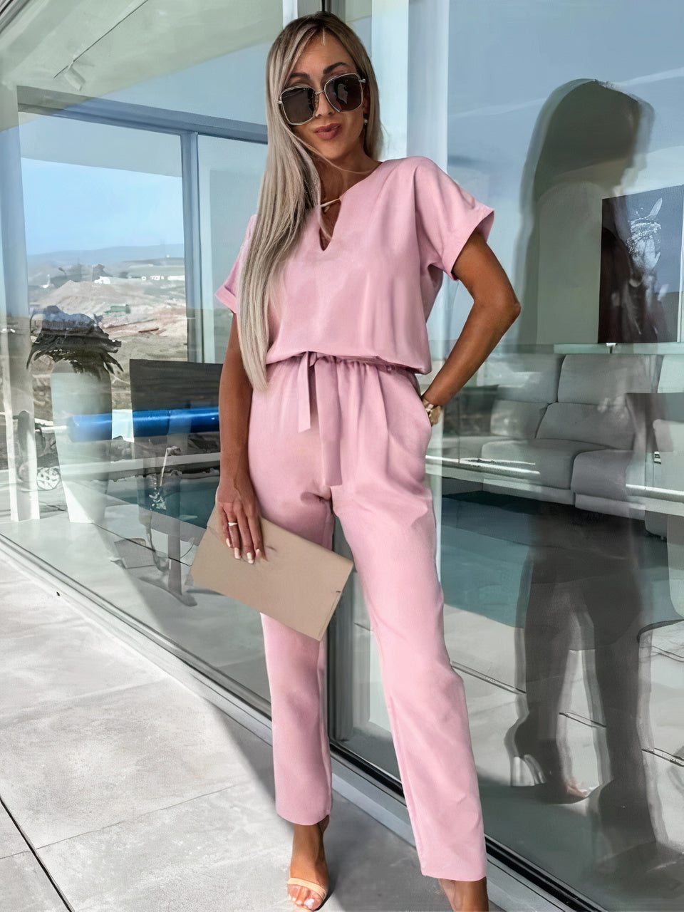 Jumpsuit mit V-Ausschnitt - Cam