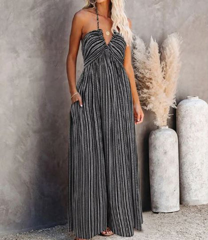 Isadora - Sexy Gestreiftes Verstellbares Tanga Tube Top Langes Kleid