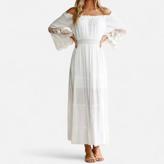 Bohemian-Maxikleid mit freien Schultern für einen natürlichen und raffinierten Look