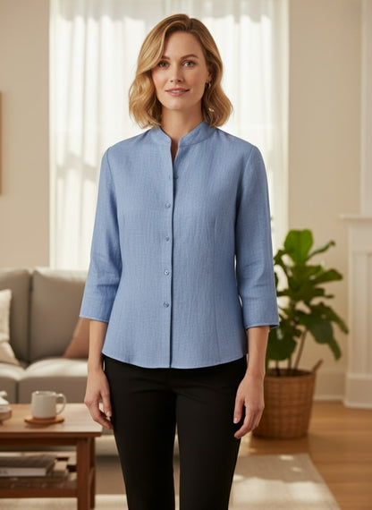 Carmencita | Elegante und bequeme Damenbluse mit Stehkragen