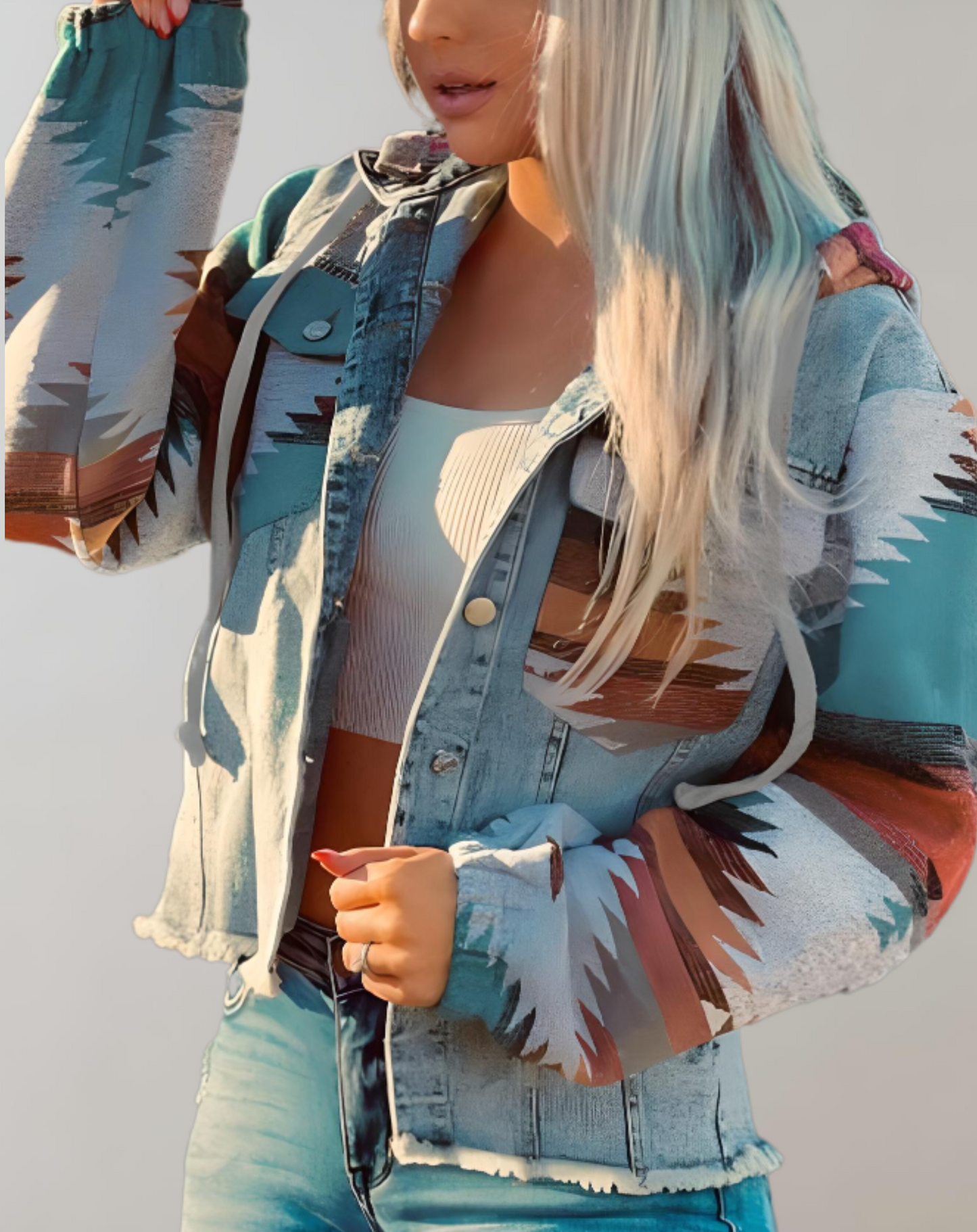 Maehan - Lässige bedruckte Jacke für Frauen