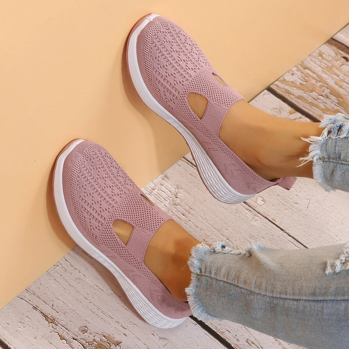 Slip-On Casual Flache Stoffschuhe