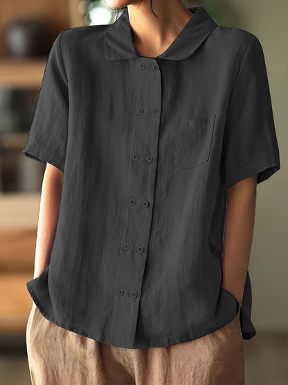 Lässiges kurzärmeliges Baumwollhemd - Loose Fit & Knöpfe