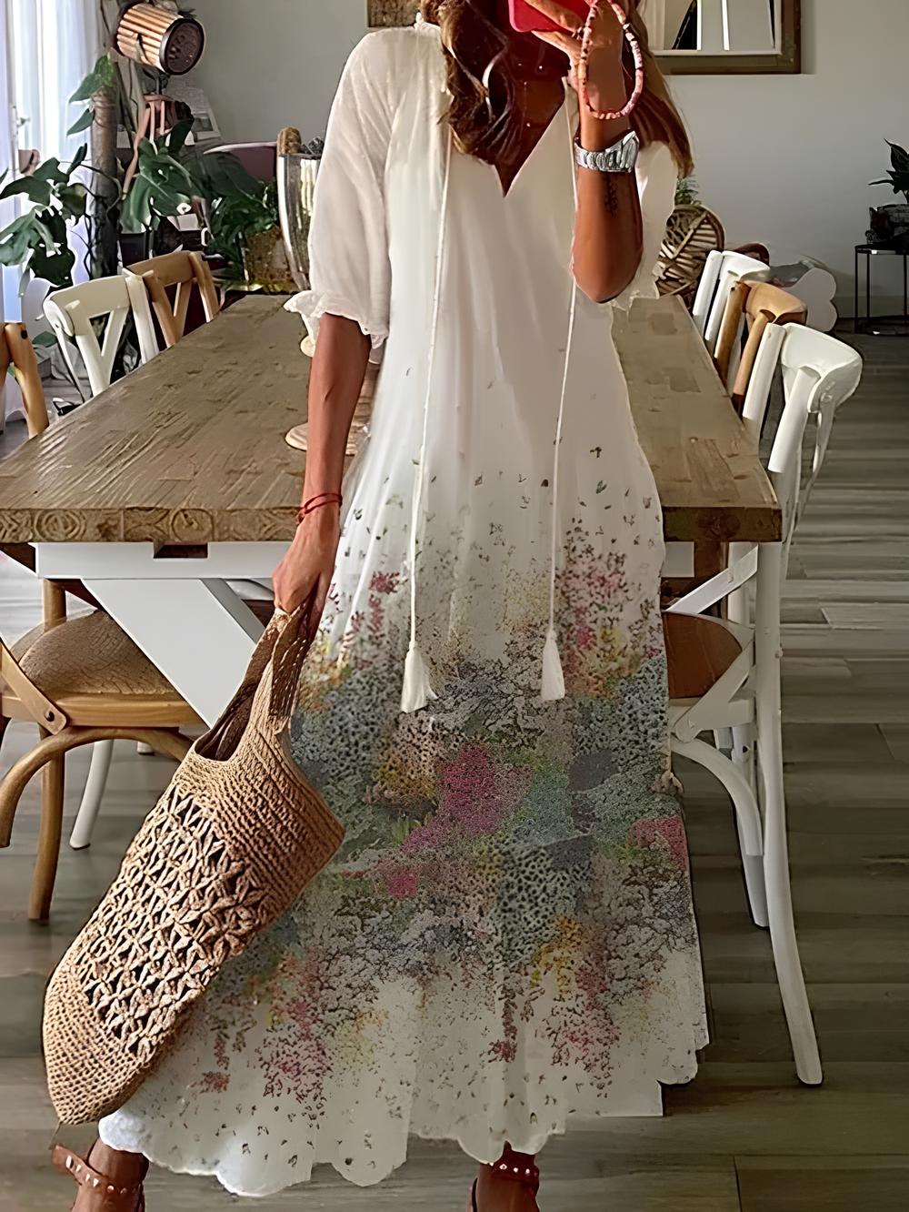 Cecille - Langärmeliges Kleid mit Rüschen für Frauen
