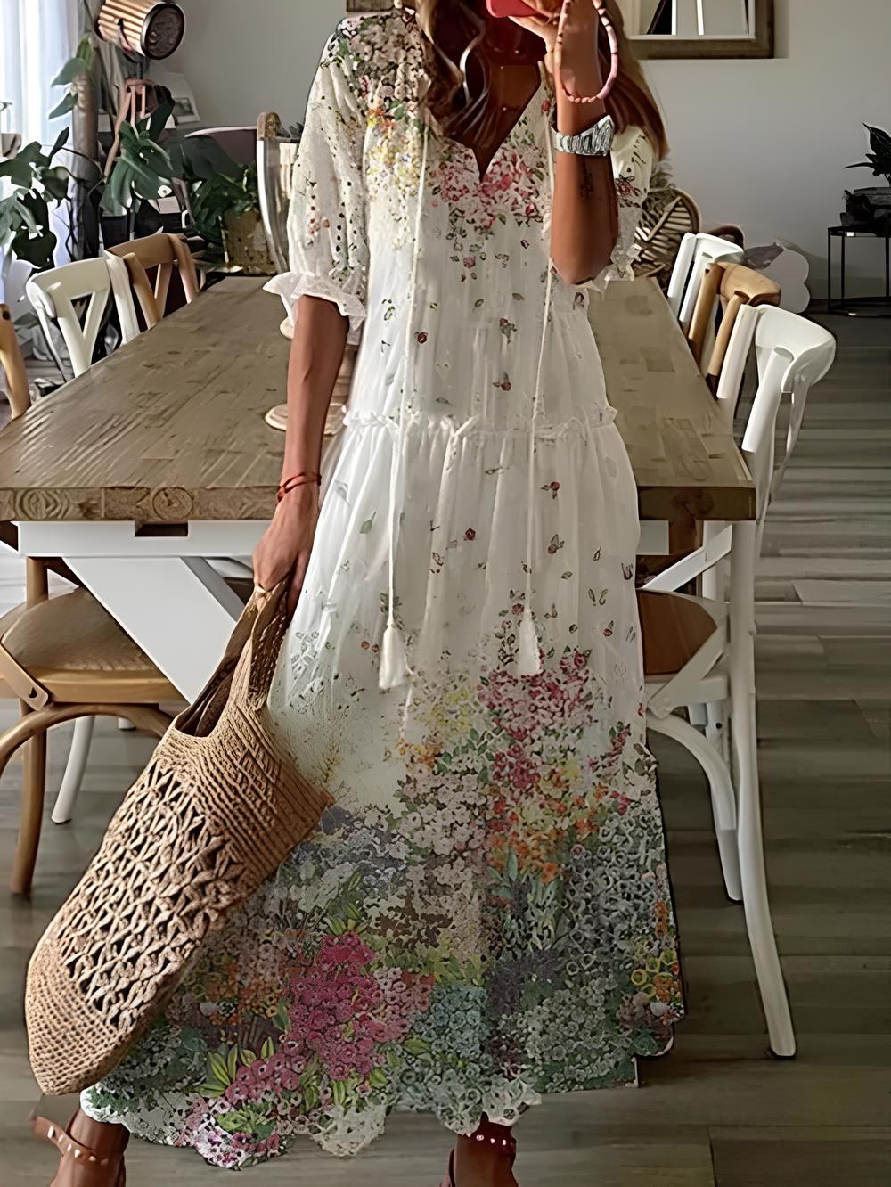 Cecille - Langärmeliges Kleid mit Rüschen für Frauen